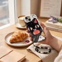 Ochranný kryt s malovanou černou kočkou na Samsung Galaxy A15 4G i 5G Korálkový řetízek na zápěstí Odolný Chrání rohy i fotoaparát Bílý 6