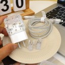 Ochranný obal na nabíječku Apple 18W/20W s dekorem mašliček, sada s opletem, krytkami a stahovacím páskem 3