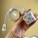 Ochranný obal na nabíječku Apple 18W/20W s dekorem mašliček, sada s opletem, krytkami a stahovacím páskem 4