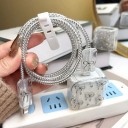 Ochranný obal na nabíječku Apple 18W/20W s dekorem mašliček, sada s opletem, krytkami a stahovacím páskem 5
