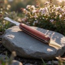 Očkovací nůž skládací 19,5 cm s odchlipovačem kůry Kovová čepel a hnědá dřevěná rukojeť Pro očkování a roubování ovocných stromů 2