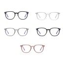 Óculos contra a luz azul para trabalho em computador e telemóvel Lentes transparentes com filtro Armações plásticas de forma geométrica Hastes finas 6