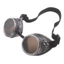 Óculos de motocicleta steampunk Óculos retro de proteção com detalhes em metal Correia ajustável Acessório estiloso para moto e cosplay 2