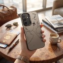 Odolný hát Samsung Galaxy A35 5G Cestovatási motívum térképek és repülőgépek Ultra vékony Matt szürke felület Fekete rajz Kamerakeret 3