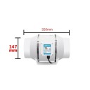 Odsávací ventilátor 320x147 mm 75 W Tichý potrubní ventilátor 2600 ot./min 540 m³/h Domácí koupelnový a kuchyňský nástěnný čistič vzduchu 4