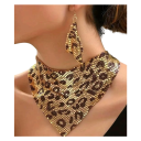 Odvážná sada s leopardím potiskem Náhrdelník 55 cm a visací náušnice Elegantní vintage design Dámská módní sada šperků 4