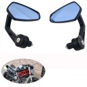 Oglinzi retrovizoare pentru motocicletă, 2 buc., oglinzi colorate, 7/8" 22 mm, montare pe capăt, construcție din aluminiu, sticlă albastră, unghi 2