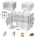 Ohrádka pro hlodavce z 24 pletiv 142 x 71 x 71 cm Stěny ze dvou řad panelů Rozteč drátů 1,5 cm Dvířka i protiskluzové podložky Černá 2