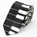 Ohut unisex-solmio pianoaiheella 145 x 5 cm Tyylikäs musiikkisolmio Moderni kapea solmio Elegantti asuste muusikoille, konsertteihin ja muodollisiin tilaisuuksiin 1