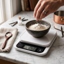 Okos konyhai mérleg tápanyagszámolóval alkalmazáson keresztül 5 kg / 0,1 g, digitális LCD kijelző, ABS, fehér, élelmiszerekhez, főzéshez és sütéshez 5