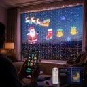 Okos LED fényfüggöny 2,4 x 2,4 m 256 LED RGB Motívumgaléria és saját feliratok Zenei mód Alkalmazás Belső és külső használatra Karácsonyra 4