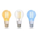 Okos LED izzó E27 Távirányítóval és hangvezérléssel 7 W 124 x 60 mm Átlátszó üveg Meleg fehér és hideg fehér 2700–6500 K Lámpákhoz és világítótestekhez 2