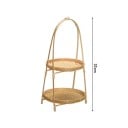 Okrągły bambusowy tkany koszyk 37 cm Dwuetapowy kosz na żywność Multifunkcyjny organizer do kuchni i domu 2