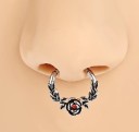 Okrągły srebrny piercing róża z liśćmi Czarne detale 10 x 1,2 mm Z stali nierdzewnej Elegancka biżuteria do codziennego noszenia 2