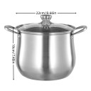 Olla de acero inoxidable con tapa 22 x 19 cm Olla de gran capacidad para sopas y salsas Olla duradera de acero inoxidable con asas Fácil de mantener Ayudante de cocina 2