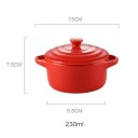 Olla de cerámica con tapa y asas 230 ml 13 × 7,5 × 9,8 cm recipiente compacto para la preparación y servicio de alimentos 10