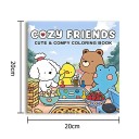 Omalovánky Cozy Friends pohádková knížka na vybarvování s motivem kamarádů a volného času 20×20 cm 24 stran pro děti i dospělé 2