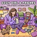 Omalovánky cozy girl a priatelia jednoduché kreslenie pre deti aj dospelých 24 strán 20 x 20 cm precvičovanie motoriky relaxačná kniha 1