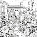 Omalovánky Idylka venkov 20 x 20 cm detailní papírové ilustrace s motivem domu a zahrady pro děti i dospělé 2