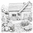 Omalovánky Idylka venkov 20 x 20 cm detailní papírové ilustrace s motivem domu a zahrady pro děti i dospělé 4