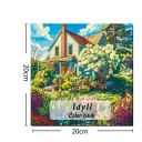 Omalovánky Idylka venkov 20 x 20 cm detailní papírové ilustrace s motivem domu a zahrady pro děti i dospělé 7