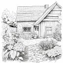 Omalovánky Idylka vidiek 20 x 20 cm detailné papierové ilustrácie s motívom domu a záhrady pre deti aj dospelých 4