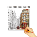 Omalovánky Vintage Streets kroužková vazba 21 × 21 cm 30 stránek blok s motivem městských ulic pro kreslení a vybarvování 2