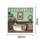Omalowanki Cozy Spaces 20 x 20 cm papierowe ilustracje z motywami wnętrz dla relaksacyjnego kolorowania i kreatywnego rysowania 4