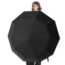 Ombrello pieghevole automatico 104 cm Manico in legno Ombrello da viaggio compatto per borsa Ombrello resistente al vento Protezione contro pioggia e sole 2