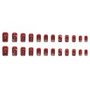 Ongles en acrylique festifs en forme de cercueil taille moyenne 24 pcs Détails perlés Conseils autocollants Ensemble complet d'ongles artificiels 2