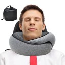 Opblaasbaar reiskussen U-vormig slakvormig ergonomisch nekkussen 360° ademend kussen voor vliegtuig, auto, afneembare wasbare hoes 32x14 cm 2