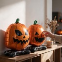 Opblaasbare pompoenballon dubbelzijdig Halloweendecoratie 45 x 36 cm Folieballon met standaard Oranje en zwart Versiering voor Halloween 5