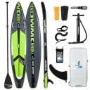 Oppustelig Paddleboard Turistisk Sæt 12'6" 380 x 76 x 15 cm Trelags PVC EVA Sål Belastning 140 kg med Pumpe Paddel og Fin Grøn 4