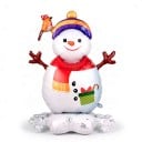 Oppustelig snemænd med fugl Stående ballon Juledekoration 96 x 158 cm Hvid med rød tørklæde og hat Vinter festudsmykning til jul 5