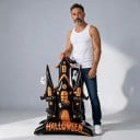 Oppustelig spøgelseshus med spøgelser Stående ballon Halloween dekoration 152 x 109 cm Sortorange med teksten Halloween Festpynt 4