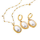 Opvallende set halsketting oorbellen van roestvrij staal Moderne damesjuwelen met glans Duurzame elegante accessoires voor vrouwen en meisjes 1