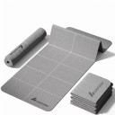 Opvouwbare fitnessmat 183 x 61 x 0,4 cm met reliëfoppervlak en richtlijnen voor yoga pilates stretching en oefeningen thuis en onderweg 3