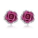 Orecchini a bottone da donna rosa C1092 4