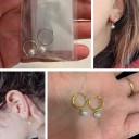 Orecchini a cerchio da donna con perla G1473 1