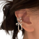 Orecchini a clip argento a forma di fiocco 2.1 x 2.2 cm Stile Y2K per ballerine Orecchini alla moda per ragazze Gioielli in metallo, accessori 3