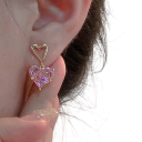 Orecchini a cuore in acciaio inossidabile e lega di zinco Eleganti gioielli da festa Y2K per donne Accessorio di moda esclusivo 4