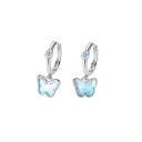 Orecchini a fiori a forma di farfalla in argento 925 per donne Gioielli di moda Regali orecchini circolari delicati per uso quotidiano 3