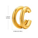 Orecchini doppi in acciaio inox 1,52 x 0,98 cm Cerchio tono dorato Design moderno 3