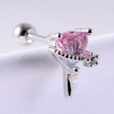 Orecchino a perno da donna con cristalli e zirconi Ornamento a forma di cuore, tulipano o ventaglio Stecca con pallina avvitabile Metallo 27