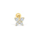 Orecchino a perno da donna con zirconi Piccolo gioiello per l'orecchio con pallino avvitabile Motivo decorativo scintillante Metallo di bigiotteria 24