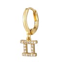 Orecchino circolare da donna con pendente a forma di segno zodiacale Decorato con brillanti Anello piccolo per orecchio Metallo 5