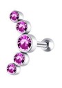 Orecchino da donna a perno con arco di cinque pietre Orecchino piccolo in stile piercing con asta e chiusura a sfera Zirconi Metallo per costume 7