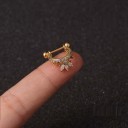 Orecchino da piercing femminile per la cartilagine dell'orecchio Barra dritta con pallina Piccolo ornamento con zirconi scintillanti Metallo 27