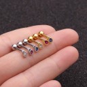 Orecchino da piercing femminile per la cartilagine dell'orecchio Barra dritta con pallina Piccolo ornamento con zirconi scintillanti Metallo 34
