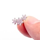 Orecchino piccolo da donna a perla con barretta e chiusura a sfera Decorato con zirconi Metalli per bigiotteria Motivi floreali di petali e arco 3